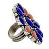 Tyler Brown, Ring, Cluster, Mediterranean Coral, Lapis Lazuli, Navajo Made, 9