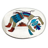 Harlan Coonsis, Pin, Pendant, Rainbow Man, Multi Stone, Zuni Handmade, 2"