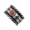 Harrison Jim, Ring, Sterling Silver, Red Coral, Four Directions, Navajo Made, 10