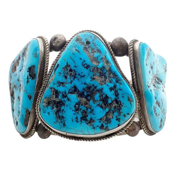 Navajo Handmade Bracelet, Sleeping Beauty Turquoise, Circa 1980s, 7 5/8”