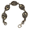 Arland Ben, Link Bracelet, Petroglyph, Silver, 14k Gold, Navajo Handmade, 8 1/2"
