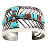 Aaron Anderson, Tufa Bracelet, Cross, Turquoise, Coral, Navajo Bracelet, 6 1/2”