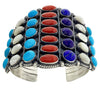 Anthony Skeets, Cluster Bracelet, Lapis, Coral, Shell, Turquoise, Navajo, 6 5/8"