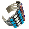 Anthony Skeets, Cluster Bracelet, Lapis, Coral, Shell, Turquoise, Navajo, 6 5/8"
