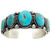 Calvin Martinez, Bracelet, Kingman Turquoise, Revival, Navajo Handmade, 7 1/8"