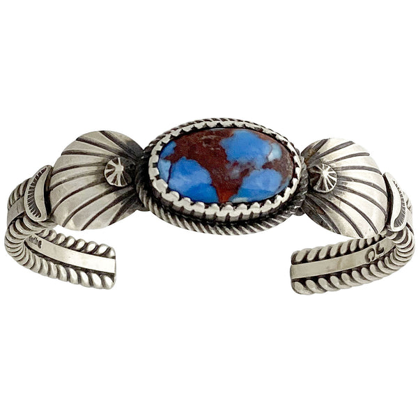 Julian Chavez, Bracelet, Golden Hill Turquoise, Silver, Navajo Handmade, 6 3/4