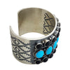 Anthony Skeets, Bracelet, Kingman Turquoise, Onyx, Navajo Handmade, 6 7/8"