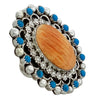 Brian Jones, Ring, Orange Spiny Oyster Shell, Turquoise, Navajo Handmade, 9