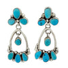 Geraldine James, Earring, Turquoise Dangle, Pierced, Navajo Handmade, 2 1/4”