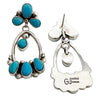 Geraldine James, Earring, Turquoise Dangle, Pierced, Navajo Handmade, 2 1/4”