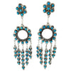 Jesse Johnson, Earrings, Turquoise Cluster, Petit Point, Zuni Handmade, 3 1/2"