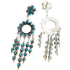 Jesse Johnson, Earrings, Turquoise Cluster, Petit Point, Zuni Handmade, 3 1/2"