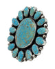 Joelias Draper, Ring, Cluster, Kingman Turquoise, Silver, Navajo Handmade, 9