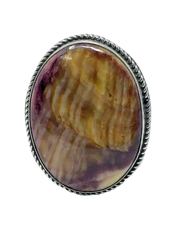 Leonard Maloney, Ring, Purple Spiny Oyster Shell, Oval, Navajo Handmade, 7 ½