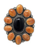 Joelias Draper, Ring, Cluster, Spiny Oyster Shell, Onyx, Navajo Handmade, 10