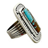 Leonard Nez, Ring, Sterling Silver Overlay, Number Eight Turquoise, Navajo, 8