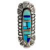 Edward Becenti, Ring, Coral, Lapis, Turquoise, Inlay, Navajo Handmade, 7