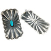 Glenn Livingston, Earring, Old Style, Turquoise, Stamping, Navajo Handmade, 2 1/2"