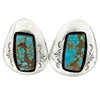 Lyanne Goodluck, Shadowbox Earrings, Number Eight Turquoise, Navajo, 1 3/8"