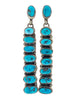 Melvin Francis, Earrings, Sleeping Beauty Turquoise, Navajo Handmade, 2 1/4"