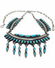 Zuni Handmade Turquoise Necklace, Circa 1980s, Needlepoint, Choker, 21"