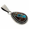 Leonard Nez, Pendant, Golden Hill Turquoise, Silver, Navajo Handmade, 2 1/8"