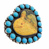 Anthony Skeets, Ring, Heart, Bumble Bee Jasper, Turquoise, Navajo, 8 1/2