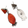 Selena Warner, Dangle Earrings, Red Spiny Oyster Shell, Navajo, 1 7/8"