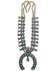 Navajo Squash Blossom Necklace, Number Eight Turquoise, Circa 1950, 24"