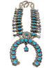 Navajo Squash Blossom Necklace, Number Eight Turquoise, Circa 1950, 24"