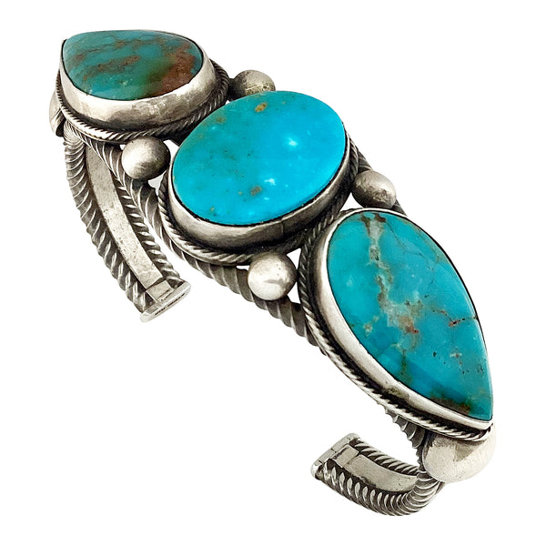 Jeffrey Mutte, Bracelet, Kingman Turquoise, Circa 2000s, Navajo Handmade, 7 7/8”