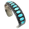 Fred Weekoty, Row Bracelet, Castle Dome Turquoise, C. 1960s, Zuni Made, 6 5/8"
