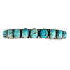 Navajo Handmade Bracelet, Classic Row, Persian Turquoise, Circa 1970s, 6 3/4"