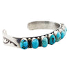 Navajo Handmade Bracelet, Classic Row, Persian Turquoise, Circa 1970s, 6 3/4"