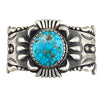 Thomas Jim, Bracelet, Kingman Turquoise, Applique, Navajo Handmade, 7 1/4"