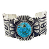 Thomas Jim, Bracelet, Kingman Turquoise, Applique, Navajo Handmade, 7 1/4"