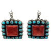 Matthew Perry, Earrings, Turquoise, Spiny Oyster Shell, Navajo Handmade, 1 3/8"