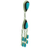 Zuni Handmade Dangle Earrings, Carved Sleeping Beauty Turquoise, 2 7/8" x 9/16"