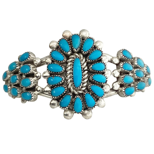 Lorraine Waatsa, Bracelet, Cluster, Turquoise, Silver, Zuni Handmade, 6 3/8
