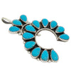 Violet Nez, Pin, Pendant, Naja, Kingman Turquoise, Navajo Handmade, 2 1/16"
