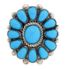 Lorraine Waatsa, Cluster Ring, Kingman Turquoise, Silver, Zuni Handmade, 8 1/2