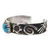 Kee Yazzie, Bracelet, Candelaria Turquoise, Petroglyph, Navajo Handmade, 6 1/2"