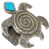 Lee Begay, Tufa Ring, Turtle Design, Turquoise, Silver, Navajo Handmade, 7 1/2