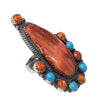 Devin Brown, Cluster Ring, Spiny Oyster Shell, Turquoise, Navajo Made, 8 ½