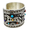 Aaron John, Bracelet, Wild Mustangs, Shell, Turquoise, Navajo Handmade, 6 1/2"
