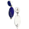 Rita Lee, Dangle Earring, Blue Lapis, Sterling Silver, Navajo Handmade, 2 1/8"