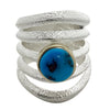 Darryl Dean Begay, Tufa Ring, Candelaria Turquoise, 18k, Navajo Handmade, 8