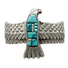 Aaron John, Bracelet, Soaring Eagle, Inlay Turquoise, Navajo Handmade, 7 1/8"