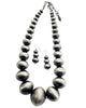 Tonisha Haley, Silver Bead Necklace, Graduated, Earrings, Navajo Handmade, 20"
