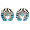 Nora Tsosie, Pierced Earrings, Kingman Turquoise, Navajo Made, 1 3/8" x 1 1/2"